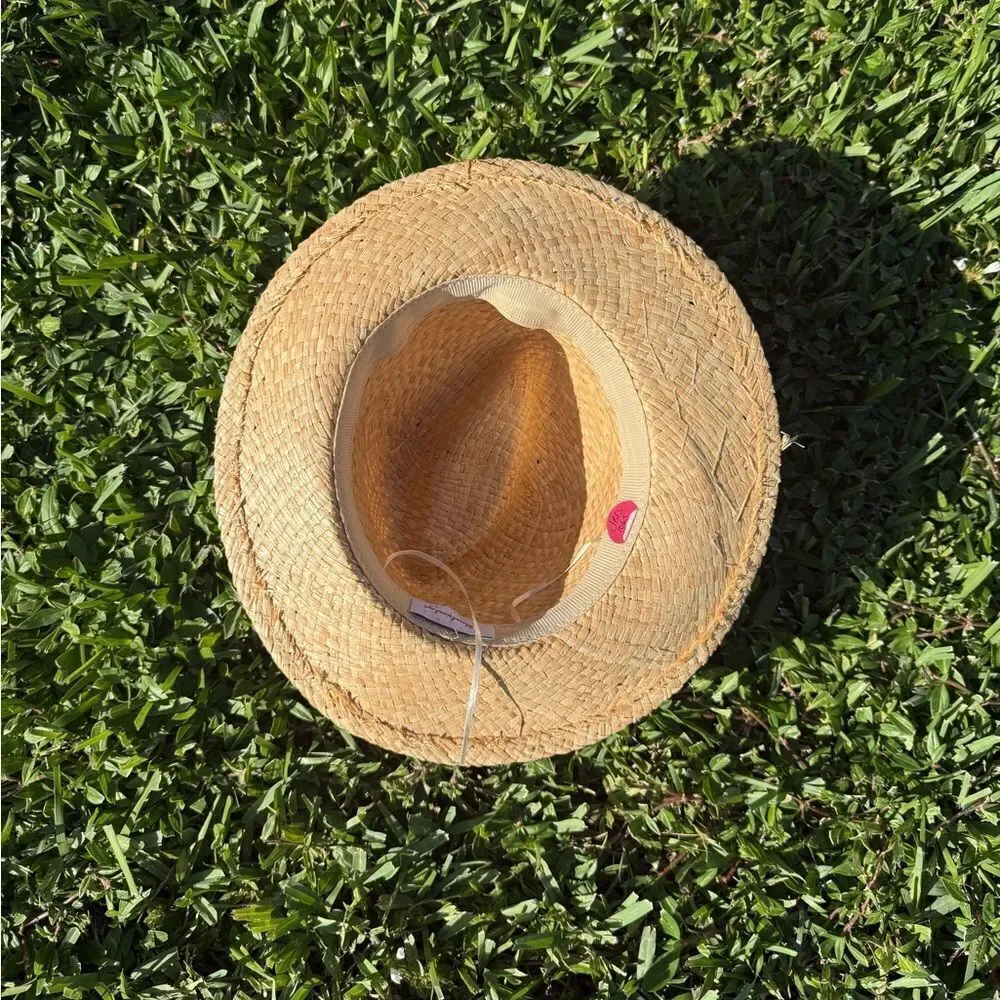 Beaded Straw Hat with Colorful Accents - BRAND NEW - Hand Beaded Summer Hat